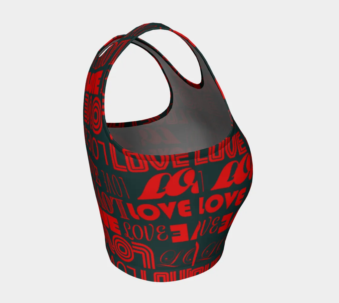 Holiday Love Print Athletic Crop Top