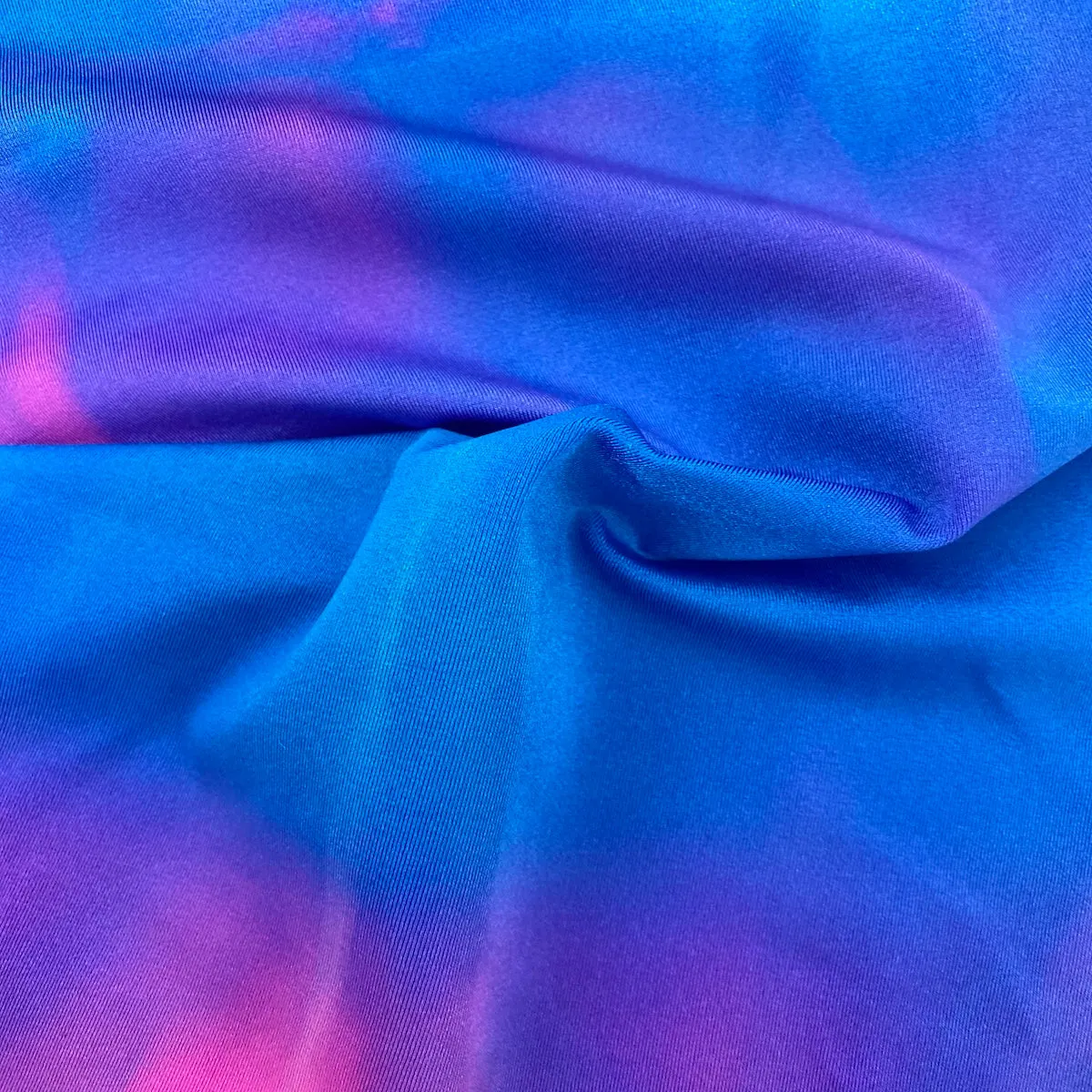Hot Pink Blue Tie Dye Nylon Spandex Fabric