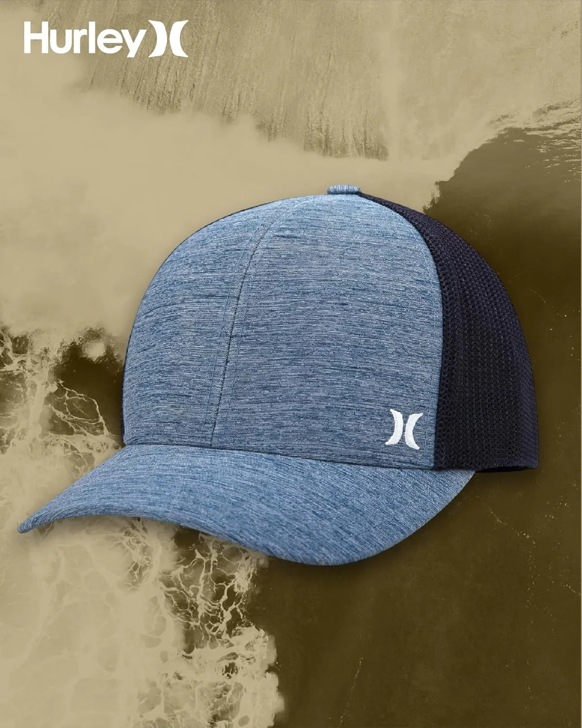 Hurley Men's Caps - Mini Icon Mesh Panel Baseball Cap - Fitted Hats for Men
