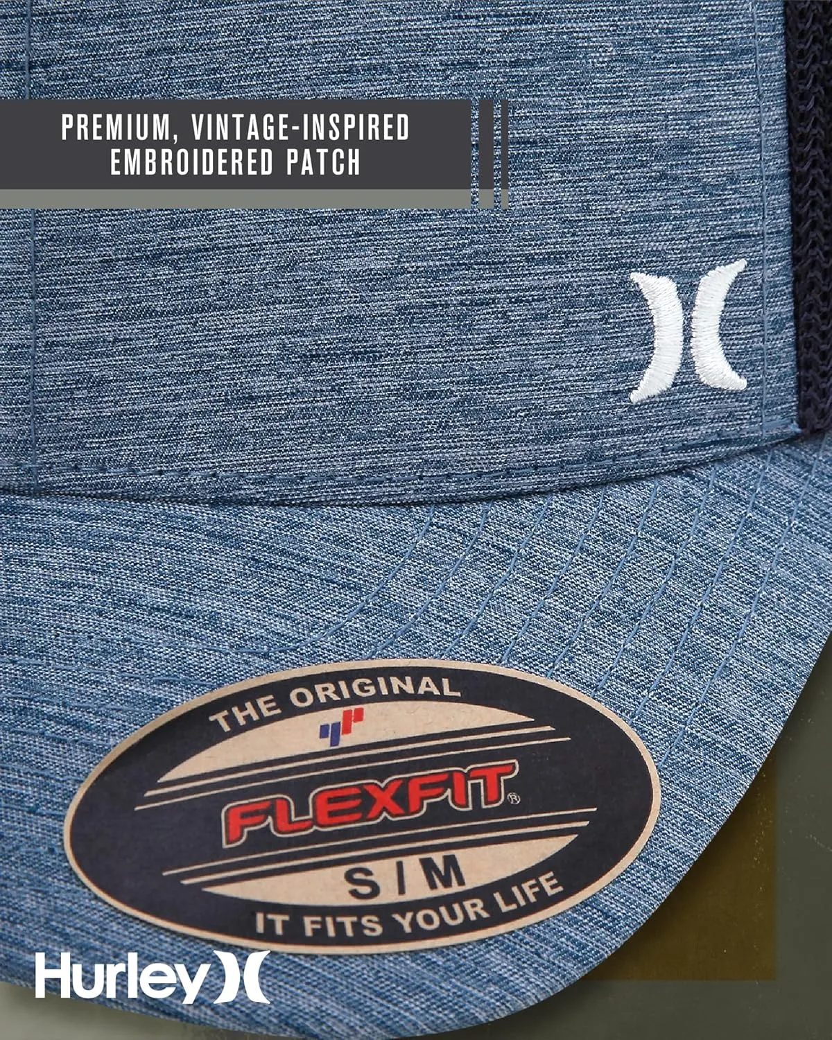 Hurley Men's Caps - Mini Icon Mesh Panel Baseball Cap - Fitted Hats for Men