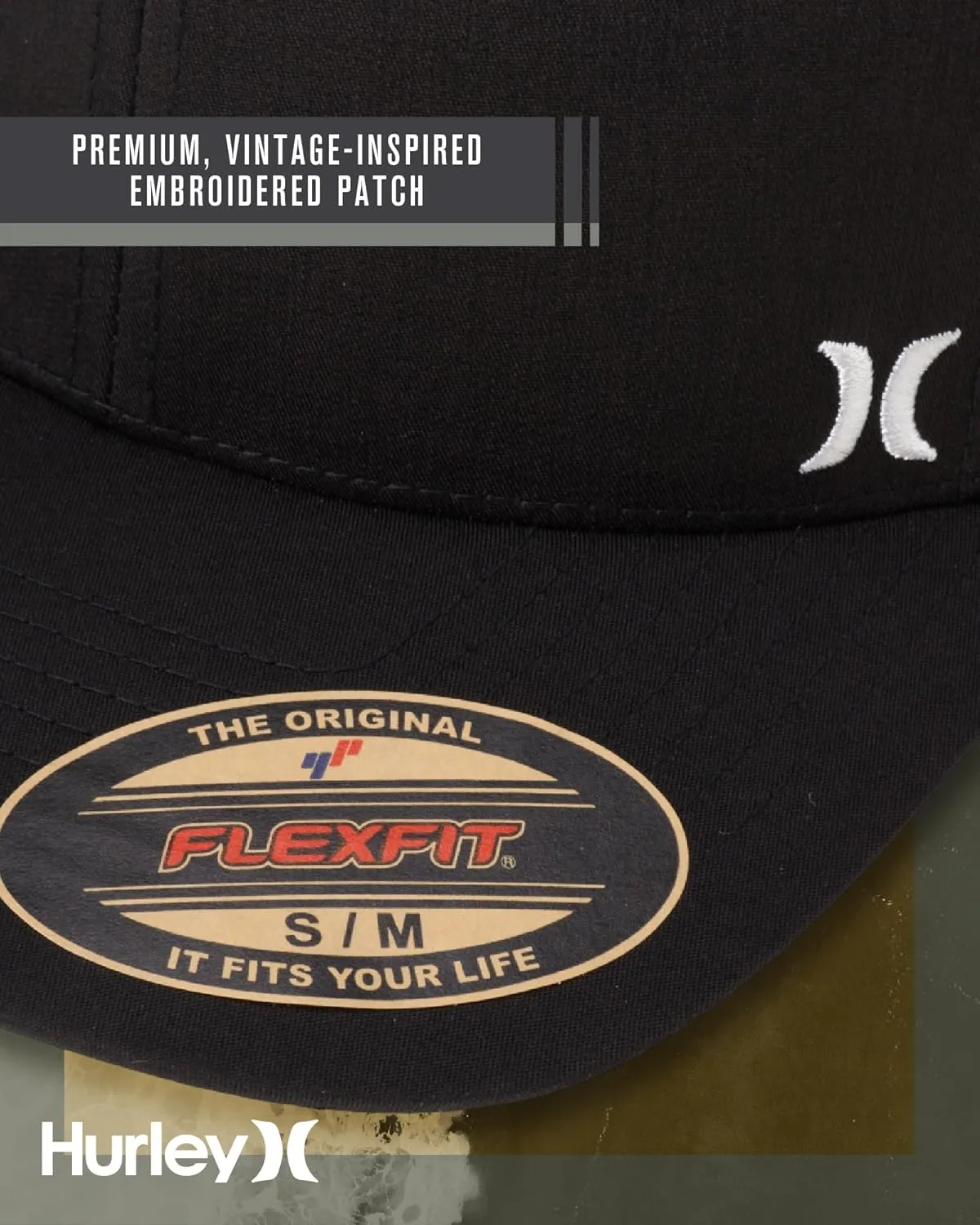 Hurley Men's Caps - Mini Icon Mesh Panel Baseball Cap - Fitted Hats for Men