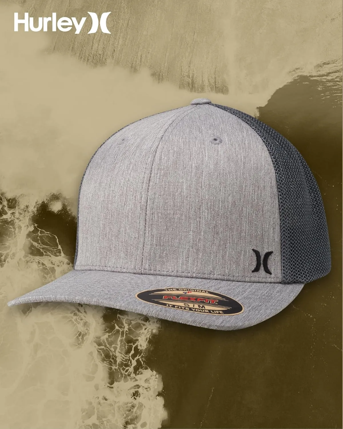 Hurley Men's Caps - Mini Icon Mesh Panel Baseball Cap - Fitted Hats for Men