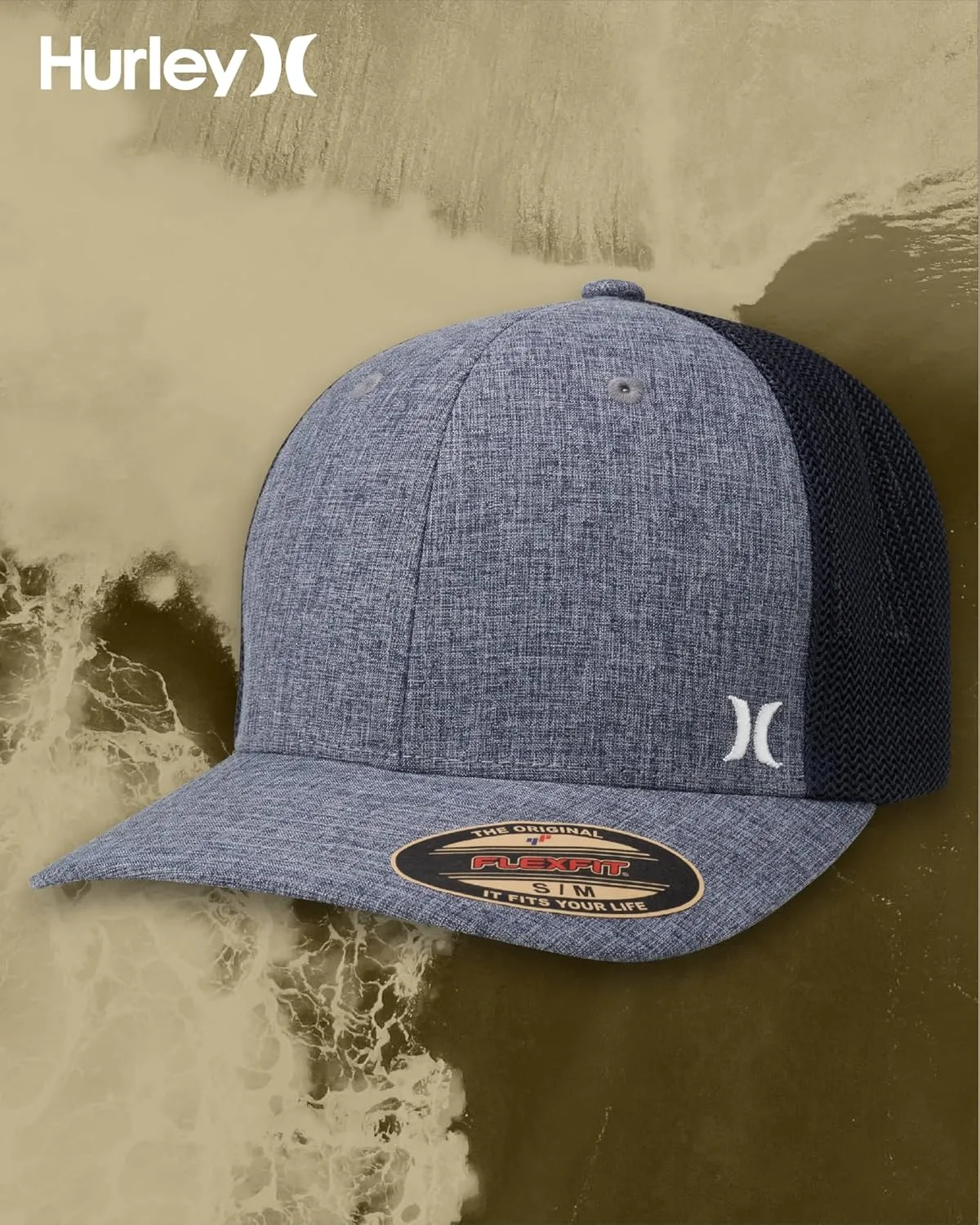 Hurley Men's Caps - Mini Icon Mesh Panel Baseball Cap - Fitted Hats for Men