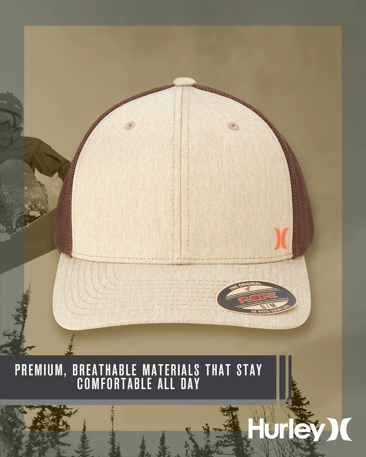 Hurley Men's Caps - Mini Icon Mesh Panel Baseball Cap - Fitted Hats for Men