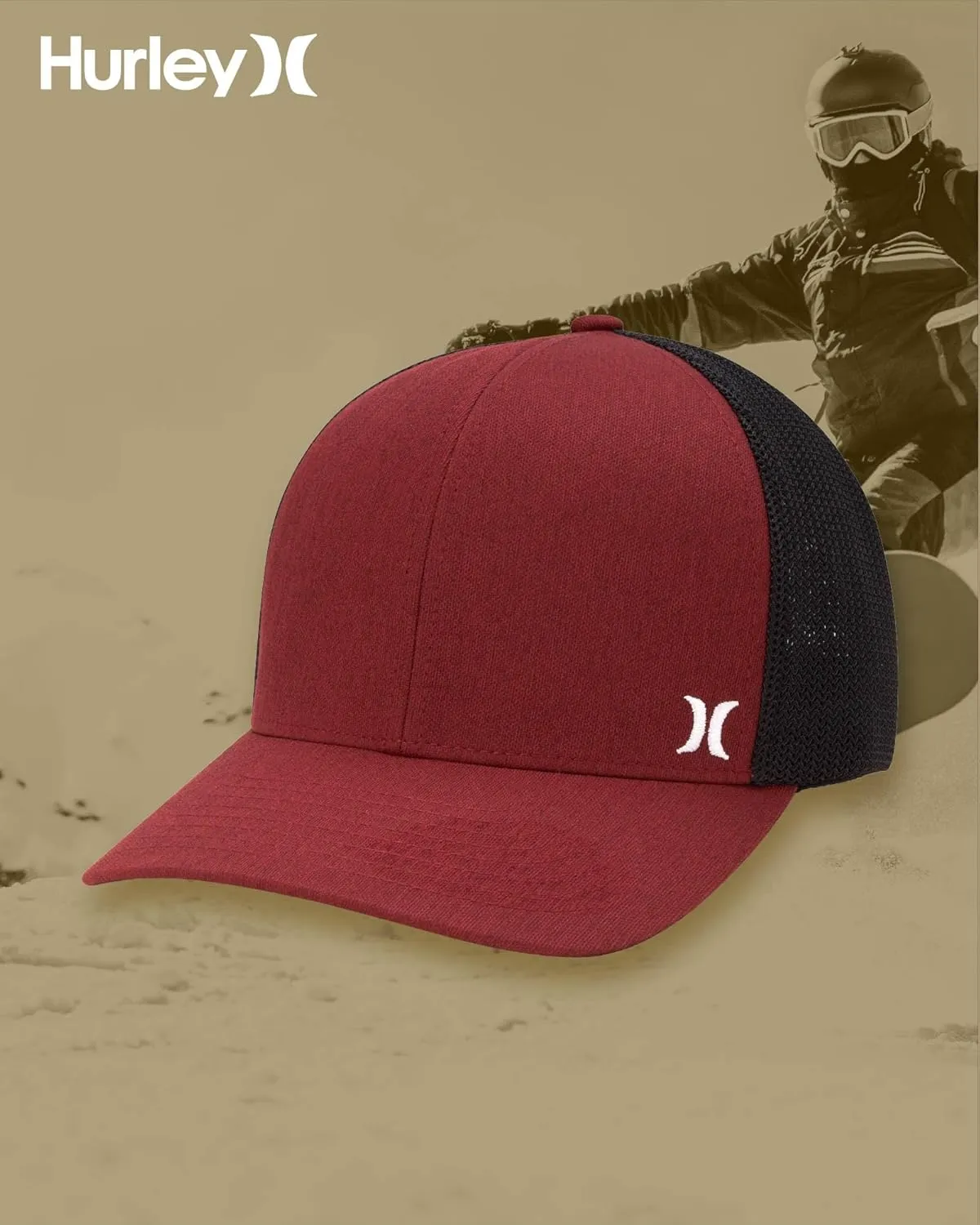 Hurley Men's Caps - Mini Icon Mesh Panel Baseball Cap - Fitted Hats for Men