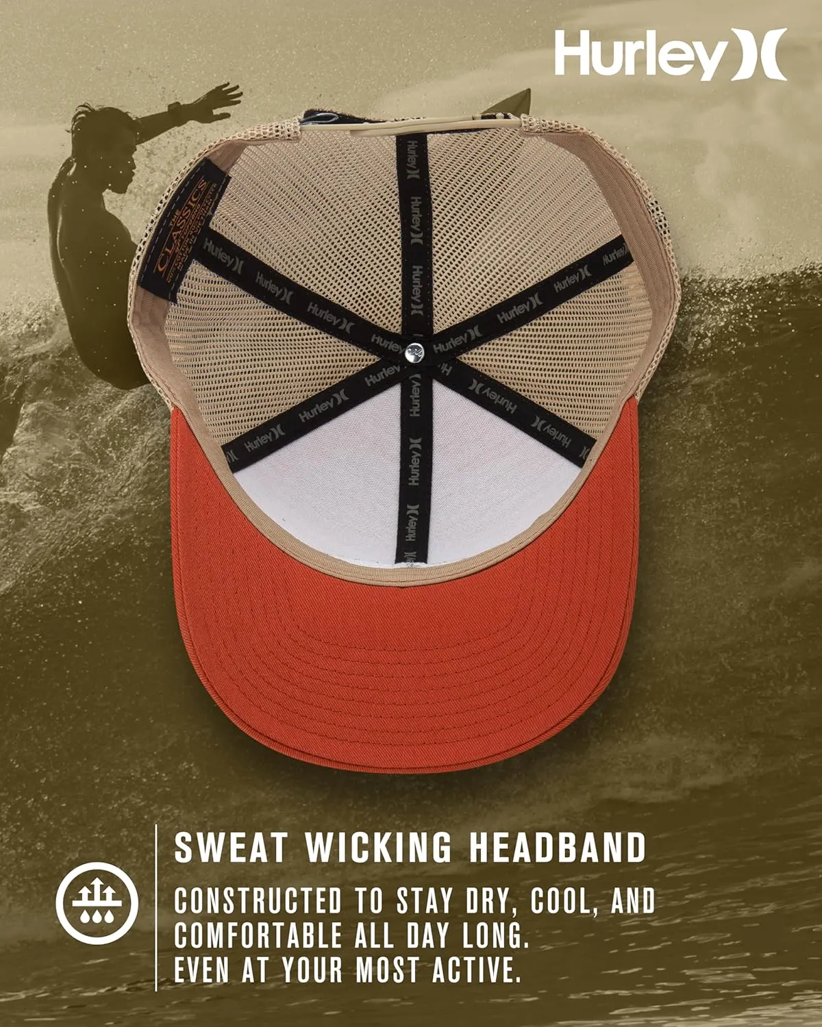 Hurley Men's Trucker Hat - Curved Bill Regular Fit Left Coast Baseball Cap for Men - Snap Back Mesh Panel Ball Cap