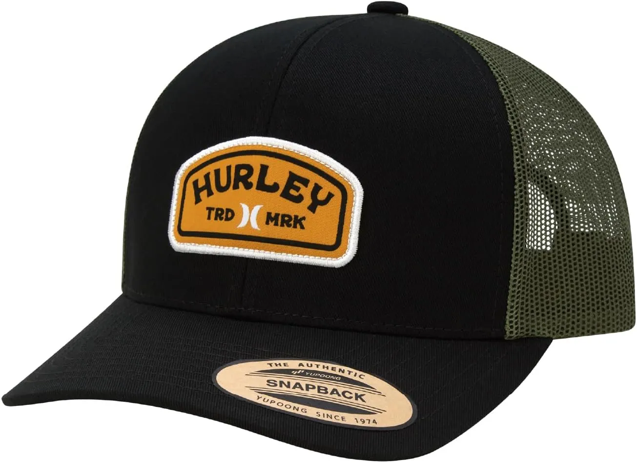 Hurley Men's Trucker Hat - Curved Bill Regular Fit Left Coast Baseball Cap for Men - Snap Back Mesh Panel Ball Cap