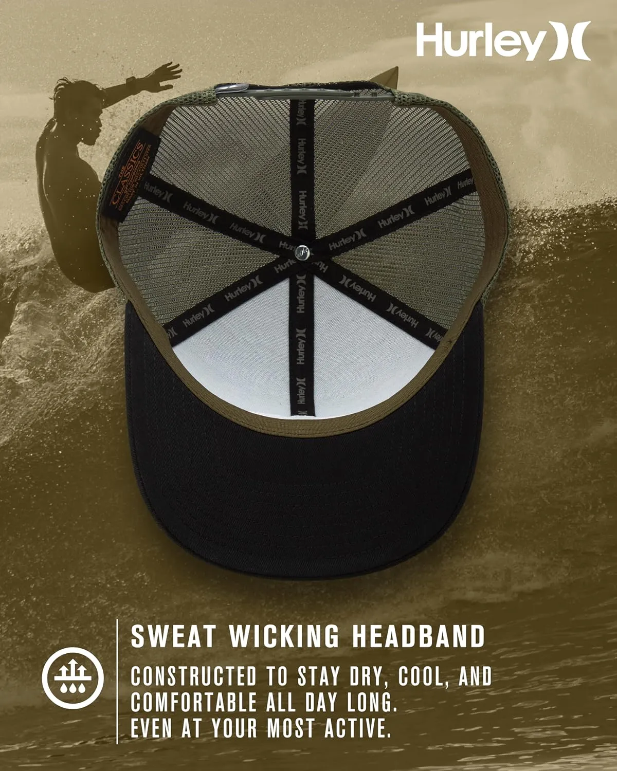 Hurley Men's Trucker Hat - Curved Bill Regular Fit Left Coast Baseball Cap for Men - Snap Back Mesh Panel Ball Cap