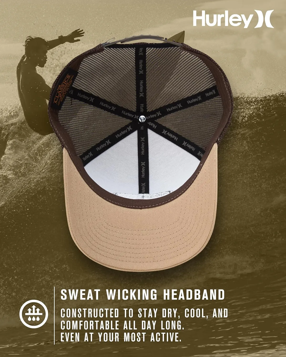 Hurley Men's Trucker Hat - Curved Bill Regular Fit Left Coast Baseball Cap for Men - Snap Back Mesh Panel Ball Cap