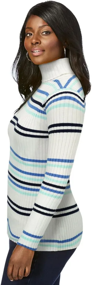Jessica London Women's Plus Size Ribbed Cotton Turtleneck Sweater