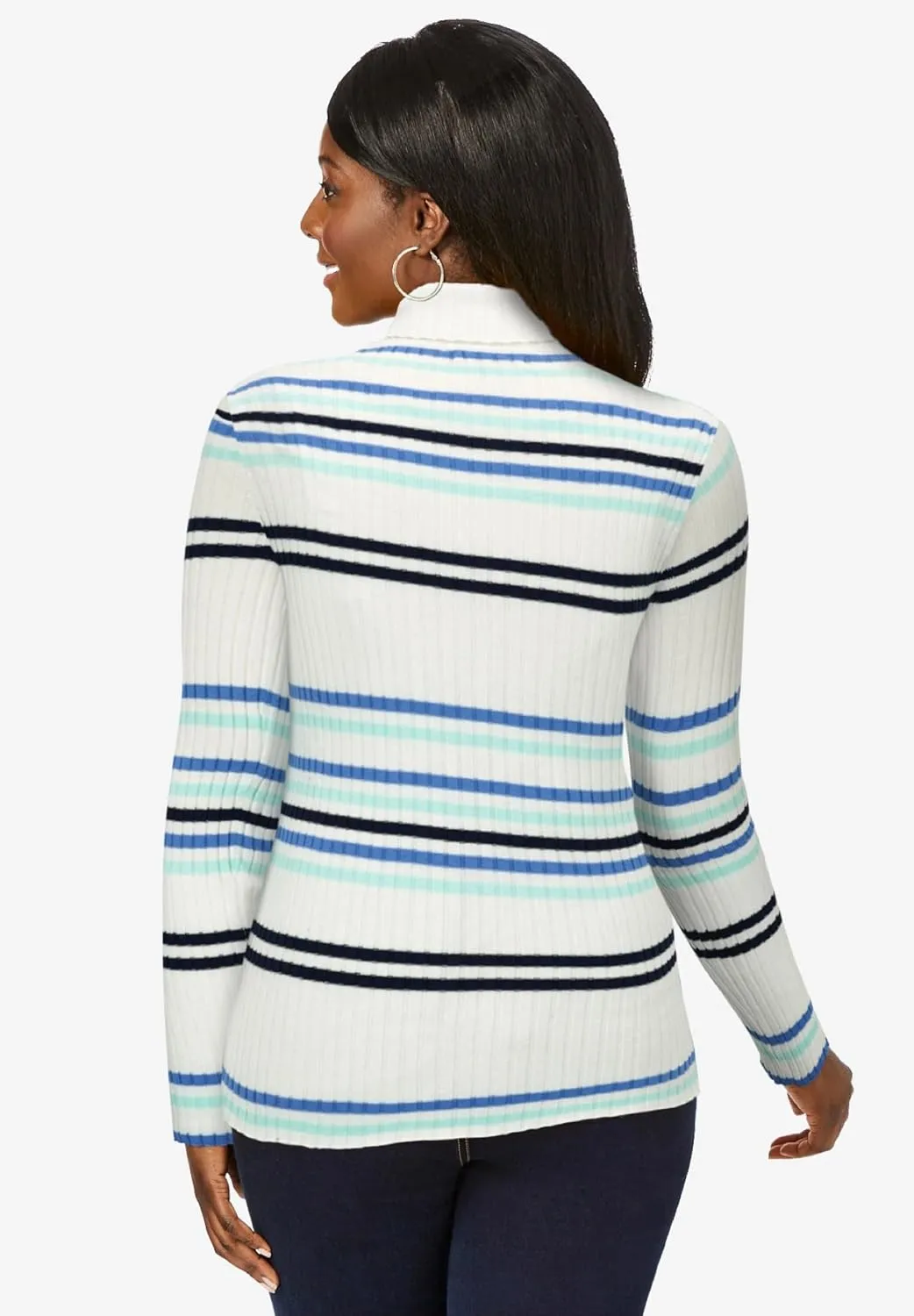 Jessica London Women's Plus Size Ribbed Cotton Turtleneck Sweater