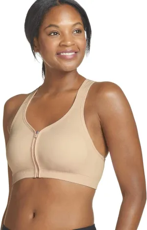 Jockey Women's Bra Mid Impact Zip Front Sports Bra