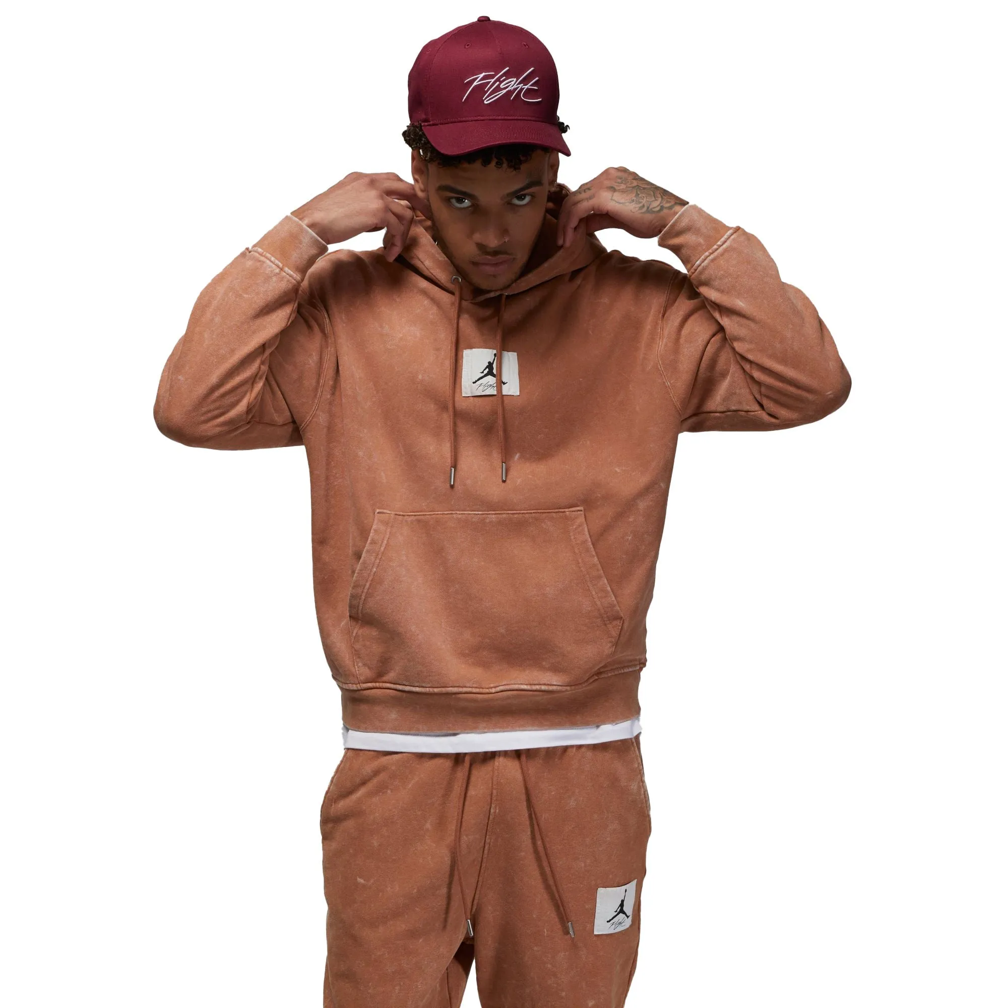 Jordan Flight Fleece Men's Washed Pullover Hoodie Mineral Clay