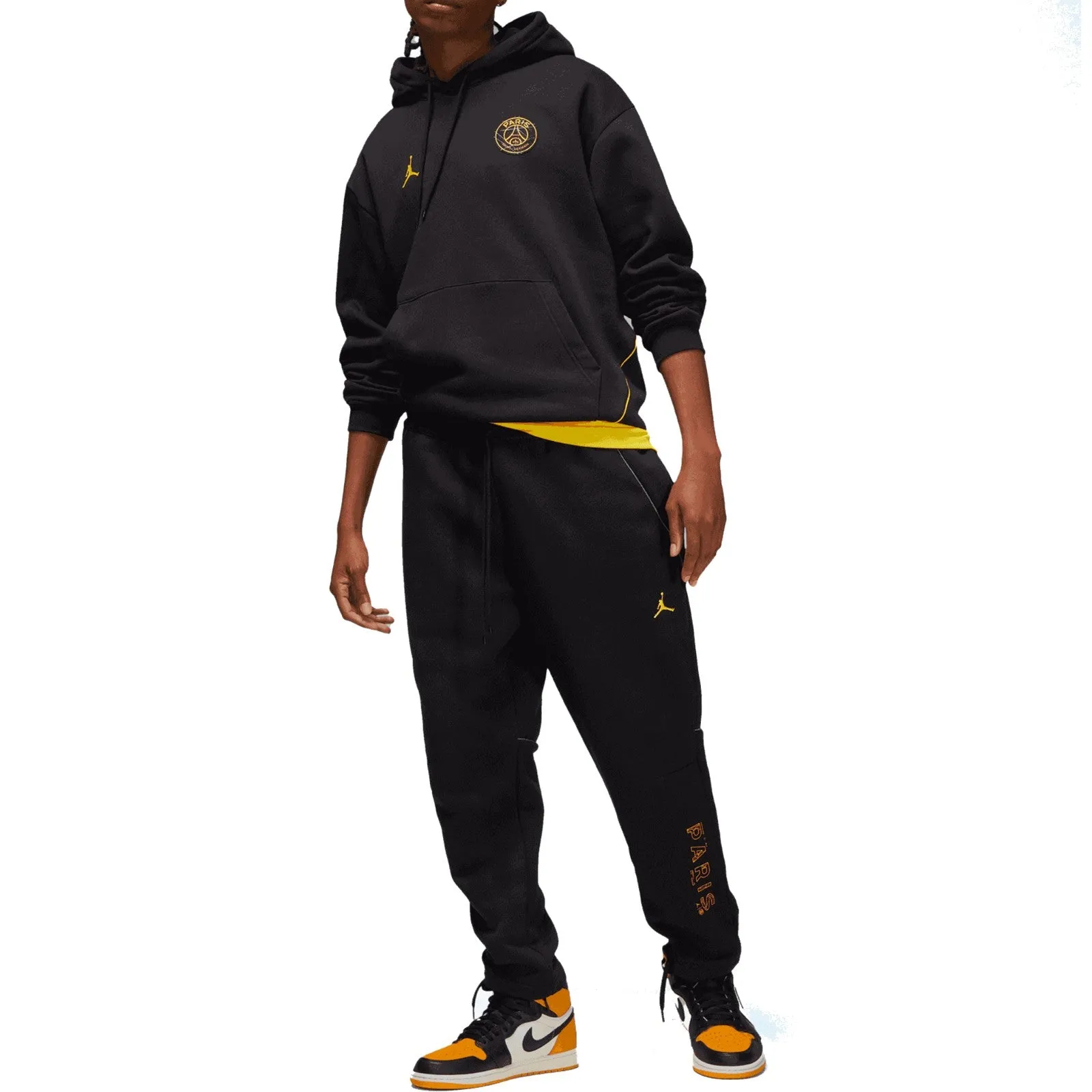 Jordan x PSG Casual Fleece fanwear presentation tracksuit 2023 black - Jordan