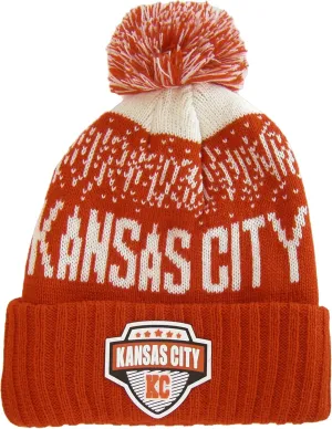 Kansas City Rubber Patch Ribbed Winter Knit Pom Beanie