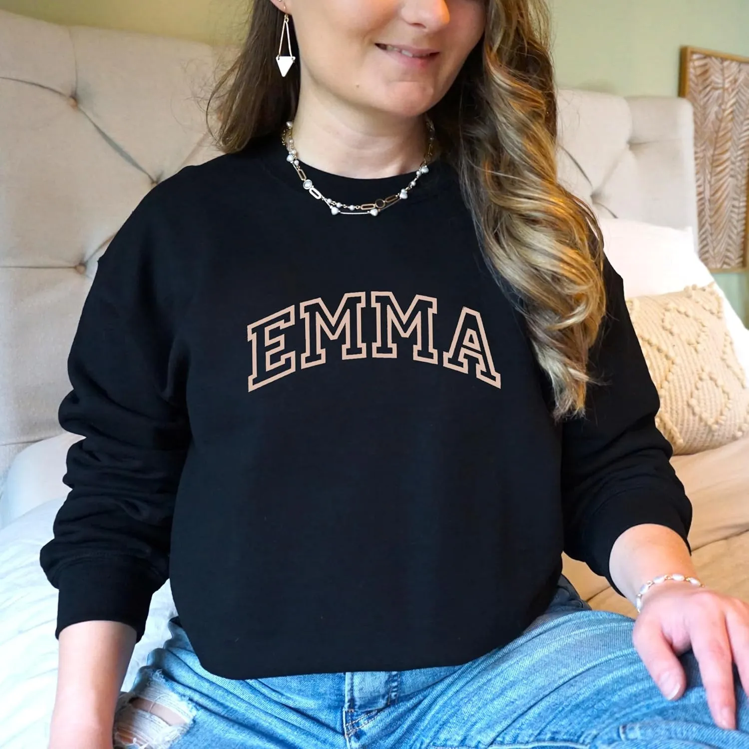 Kaufman Unisex Crewneck Sweatshirt - Custom Embroidery - Soft Cotton Blend Pullovers for Men - Pullover Sweatshirts for Women
