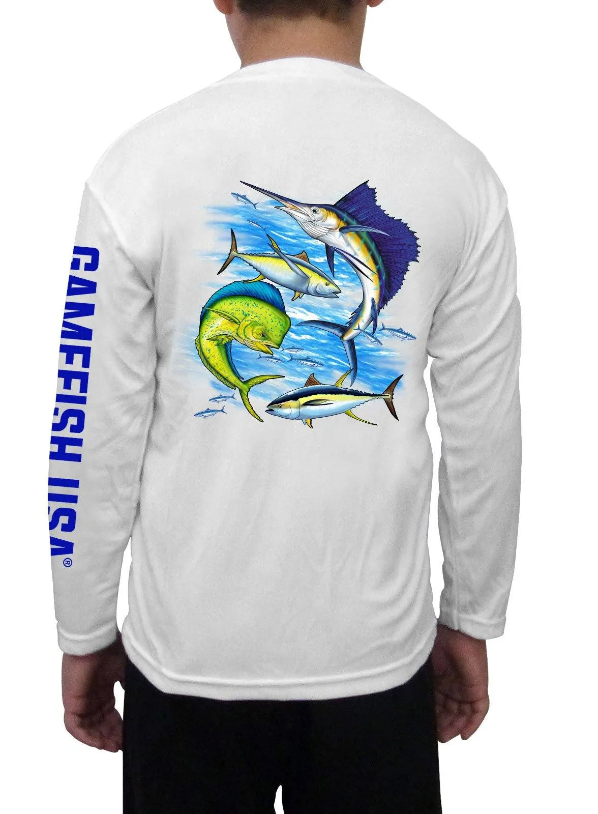 Kid's UPF 50 Long Sleeve Microfiber Moisture Wicking Performance Fishing Shirt Gamefish