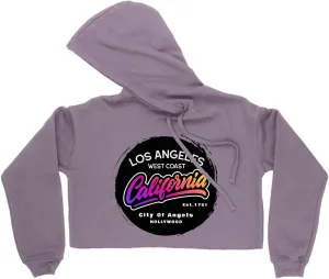 LA Women's Cropped Fleece Hoodie - California Cropped Hoodie for Women - Unique Hooded Sweatshirt