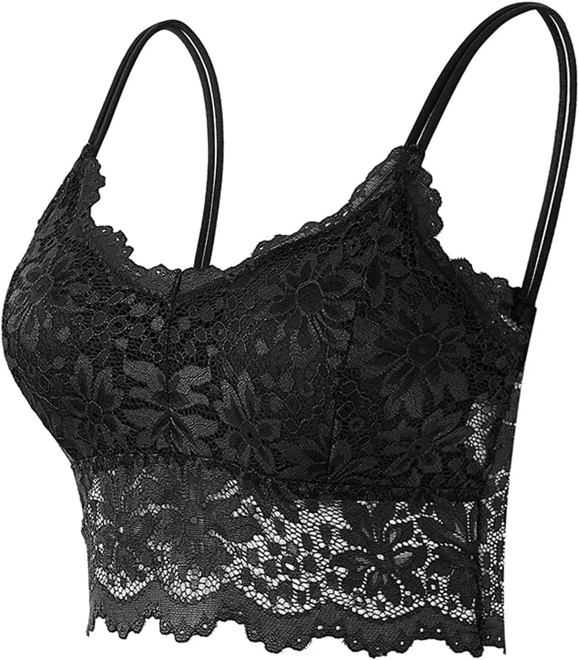 Lace Bralettes for Women No Underwire Comfort Floral Bra Spaghetti Strap Crop Cami Underwear Comfortable Bras