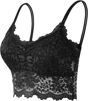 Lace Bralettes for Women No Underwire Comfort Floral Bra Spaghetti Strap Crop Cami Underwear Comfortable Bras