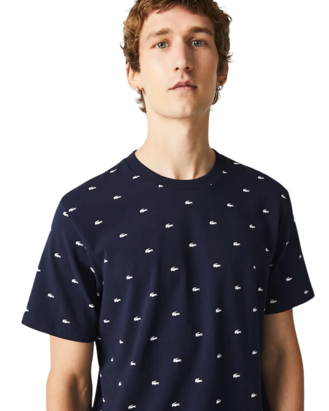 Lacoste Herre krokodilleprint Stretch Bomuld T-shirt