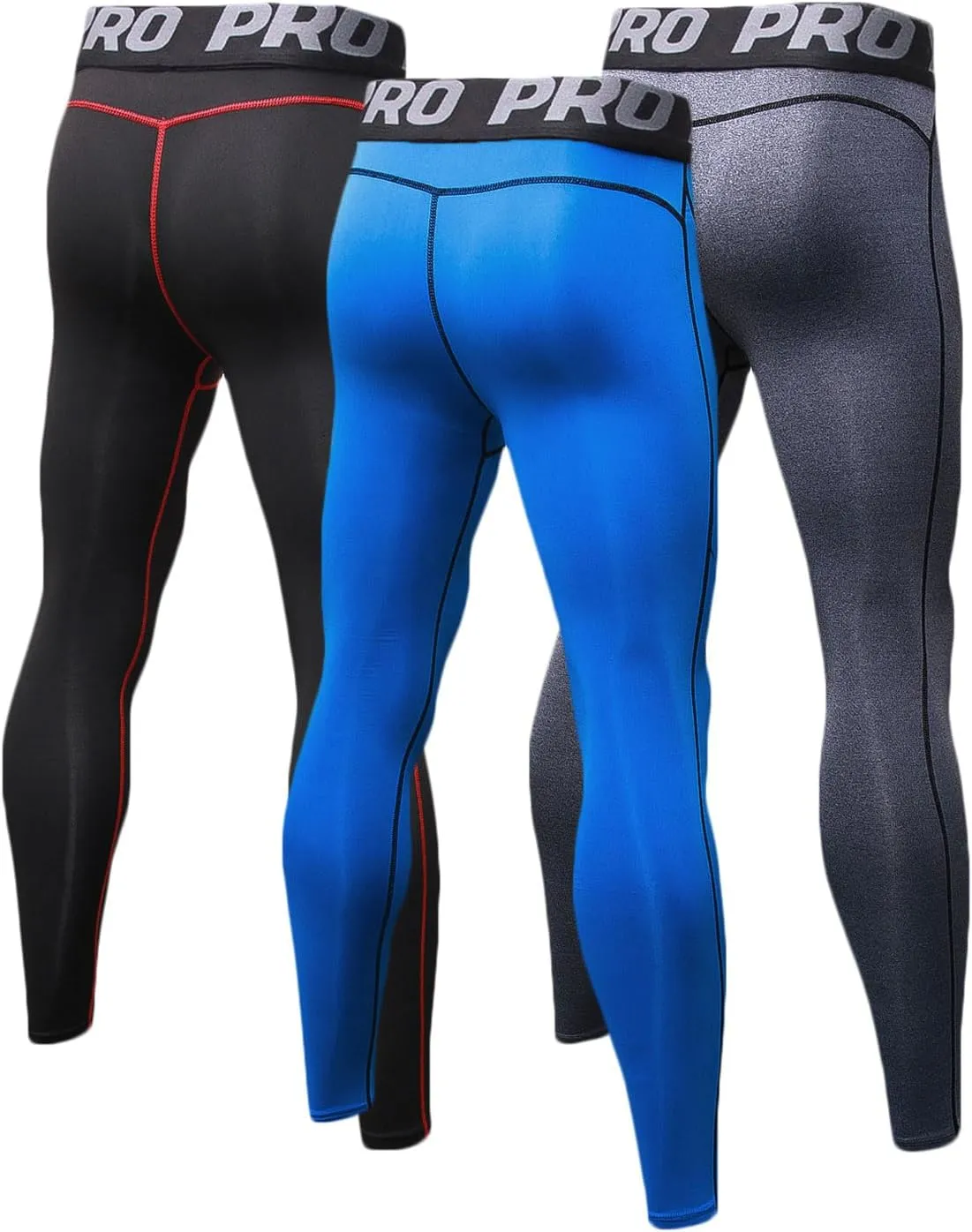 LANBAOSI Workout Compression Pants for Men 3 Pack Summer Cool Running Basketball Leggings Quick Dry Yoga Gym Tights Baselayer