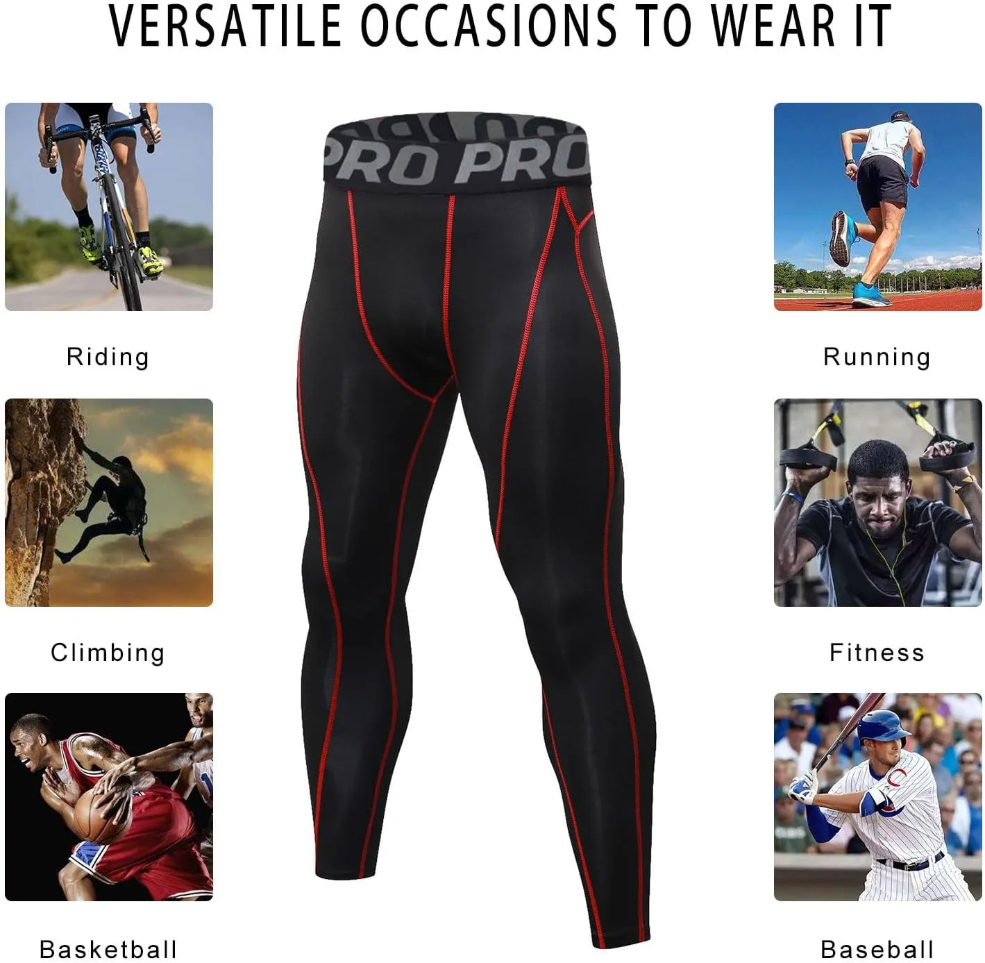 LANBAOSI Workout Compression Pants for Men 3 Pack Summer Cool Running Basketball Leggings Quick Dry Yoga Gym Tights Baselayer