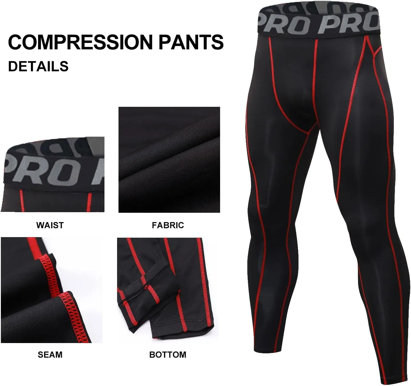 LANBAOSI Workout Compression Pants for Men 3 Pack Summer Cool Running Basketball Leggings Quick Dry Yoga Gym Tights Baselayer
