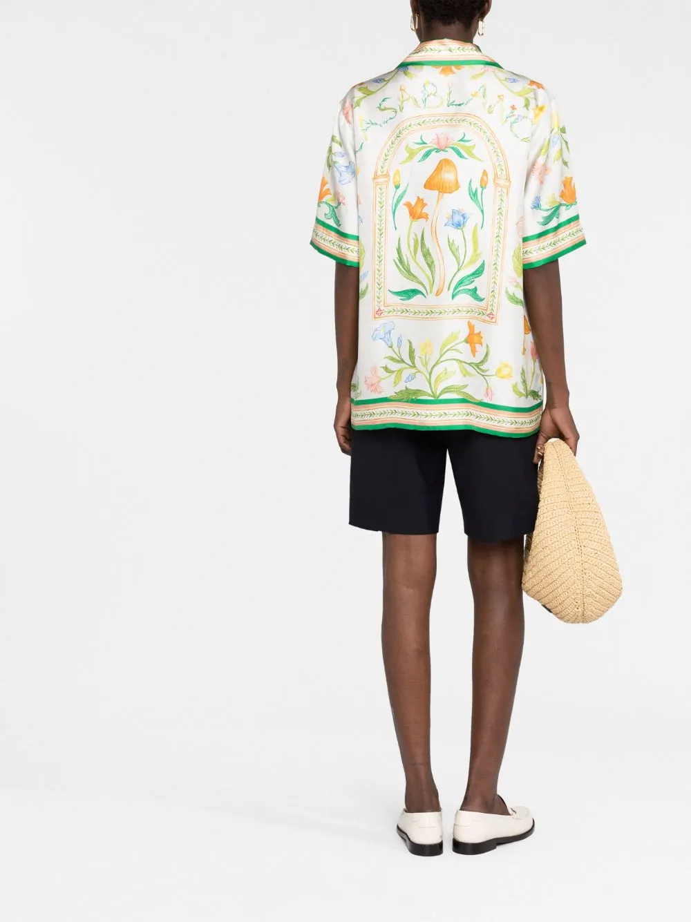 L'Arche Fleurie flower-print silk-twill shirt