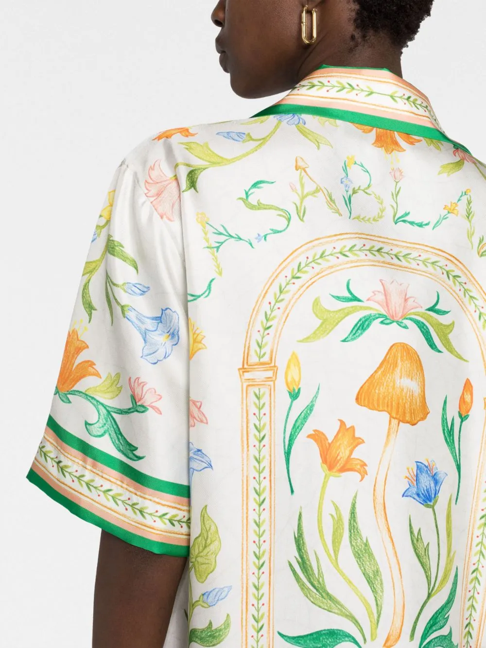 L'Arche Fleurie flower-print silk-twill shirt