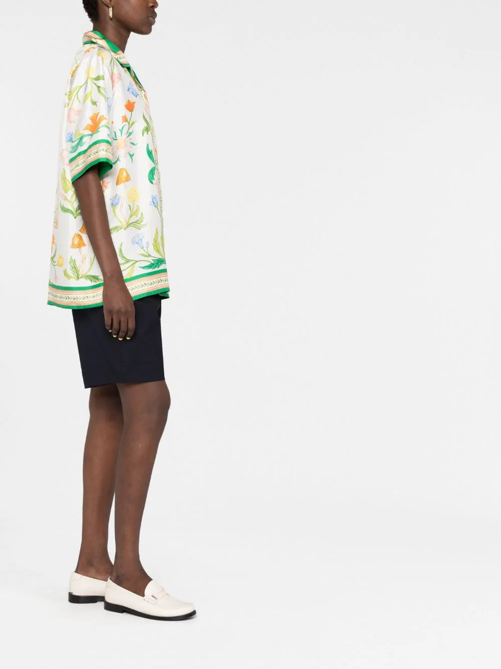 L'Arche Fleurie flower-print silk-twill shirt