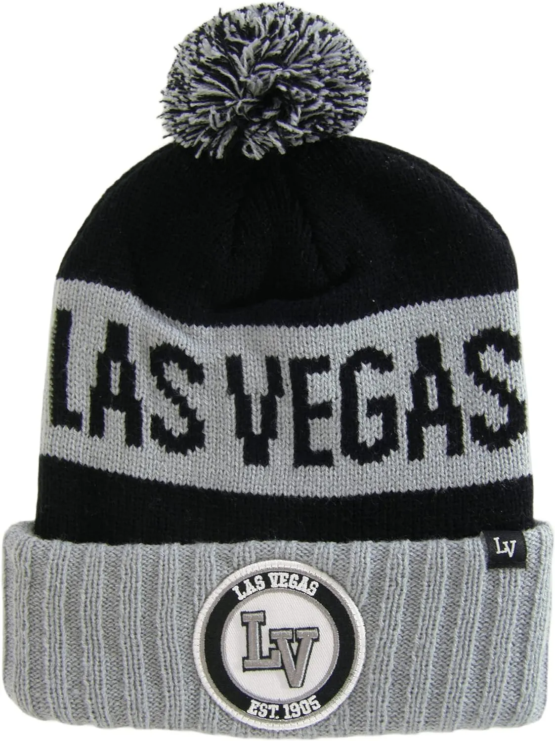 Las Vegas Ribbed Cuff Knit Winter Hat Pom Beanie