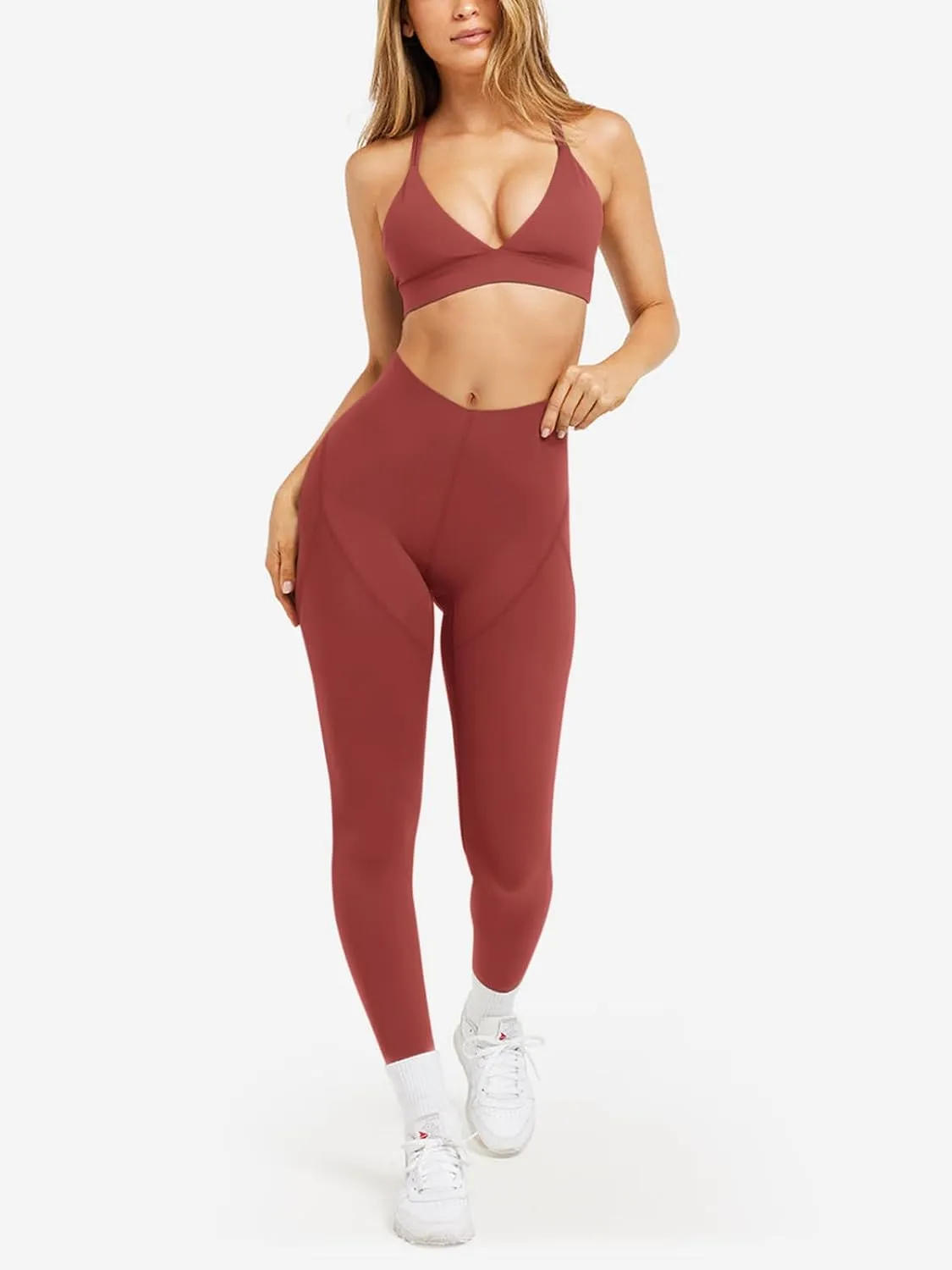 LASLULU V-High Waist Workout Leggings for Women 26" Tummy Control Buttery Soft Compression Leggings Yoga Workout Pants
