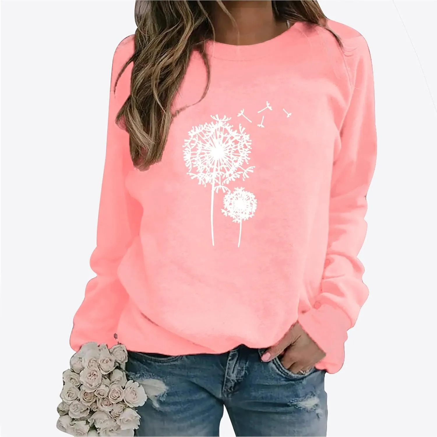 LCMTWX Crewneck Sweatshirts Women Sweatshirt Women's Butterfly Print Casual Fashion Sweatshirt Top Womens Popular Sweaters