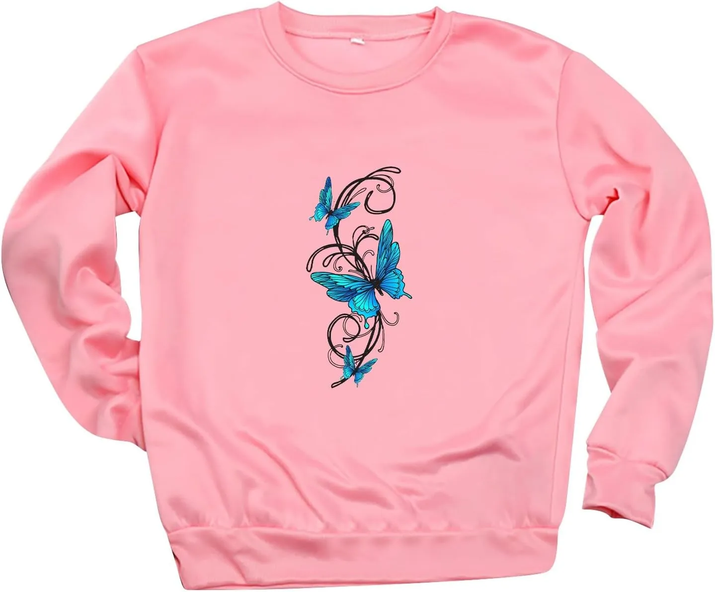 LCMTWX Crewneck Sweatshirts Women Sweatshirt Women's Butterfly Print Casual Fashion Sweatshirt Top Womens Popular Sweaters