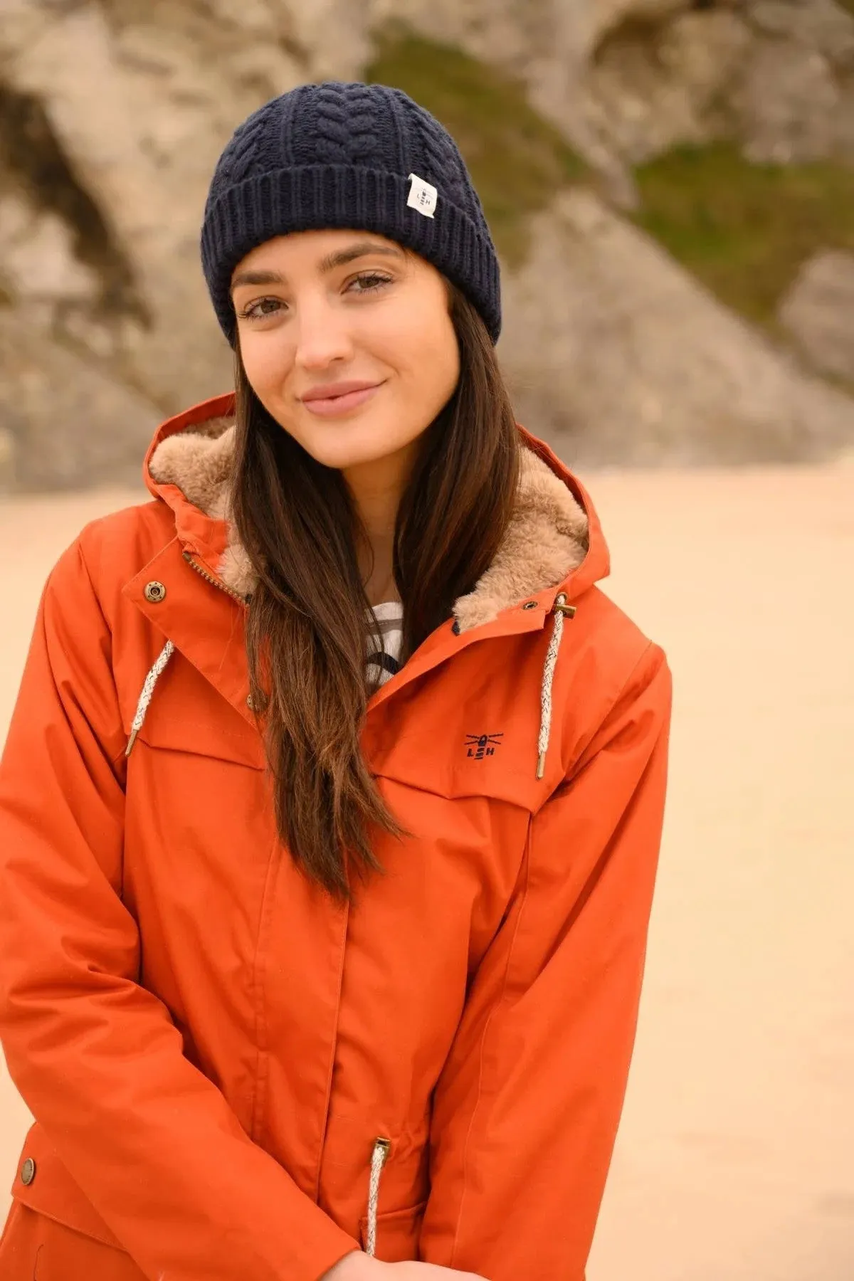 Lighthouse Isobel 3/4 Length Faux Fur Lined Waterproof Coat-BURNT ORANGE