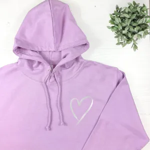 Lilac Hooded Sweatshirt with Silver Pocket Heart