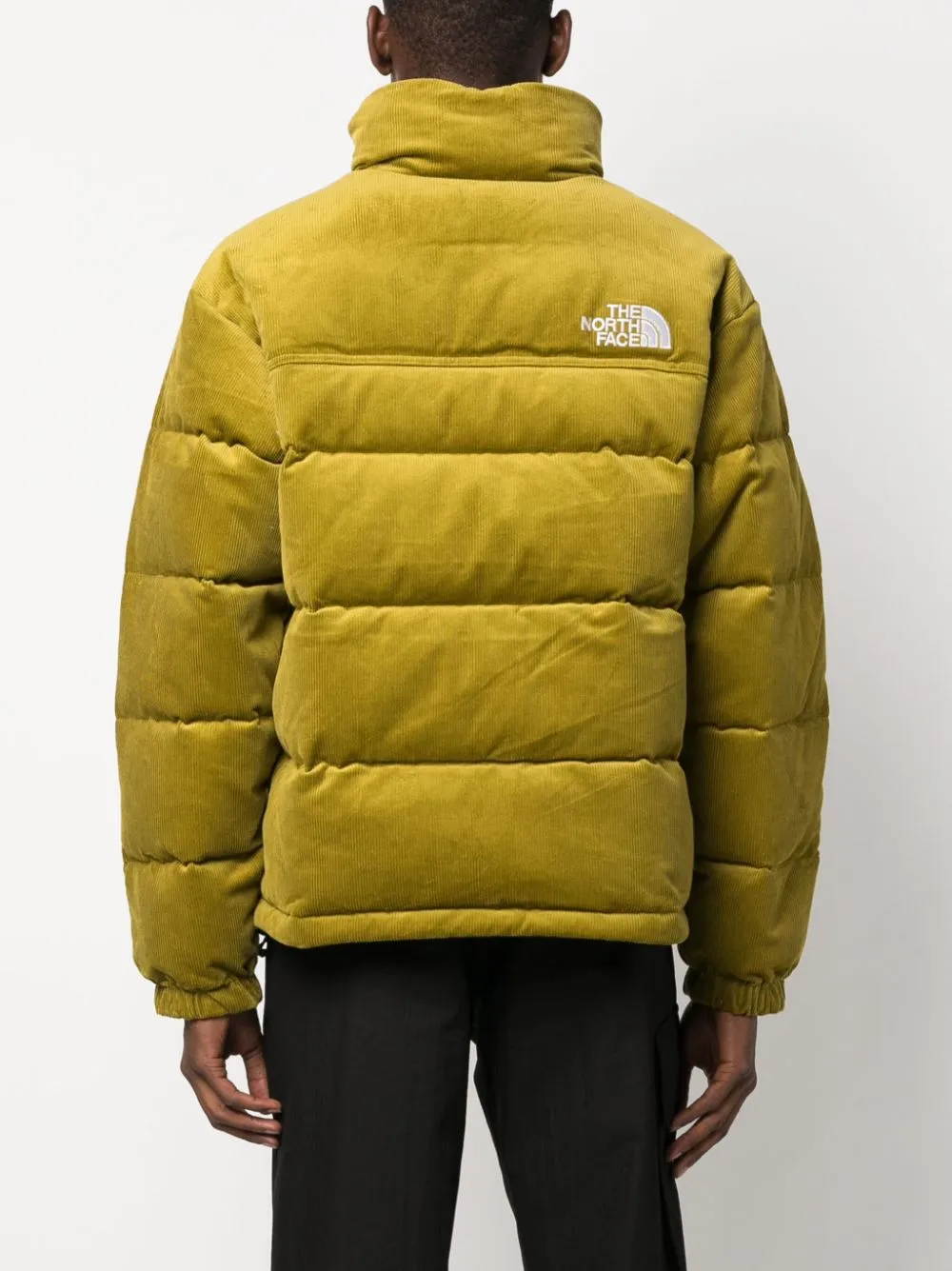 logo-embroidered corduroy padded jacket
