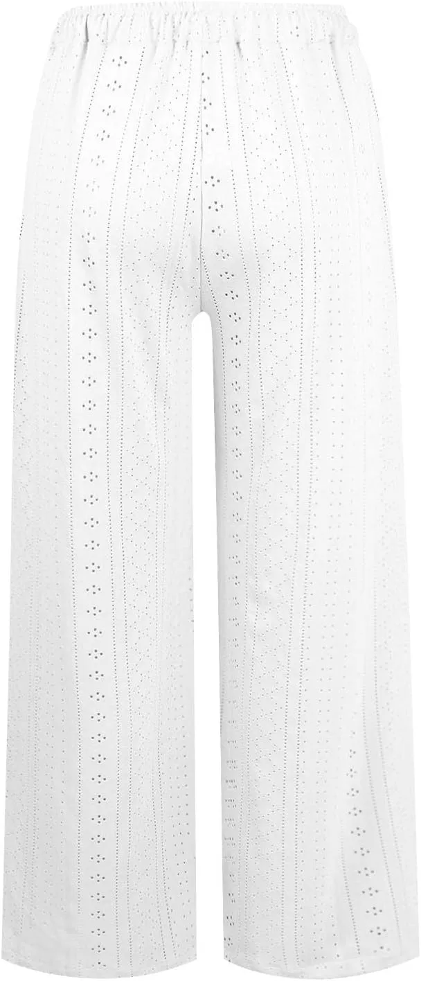 Long Palazzo Pants for Women Resort Outfits 2025 Easter Straight Leg Pants with Pockets Flowy Solid Drawstring Sweatpants