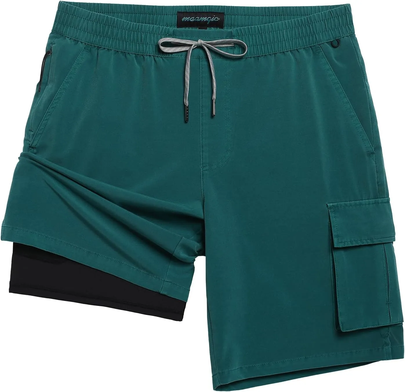 maamgic Mens Swim Trunks with Compression Liner 9 inch Quick Dry Men Bathing Suit Stretch Board Shorts