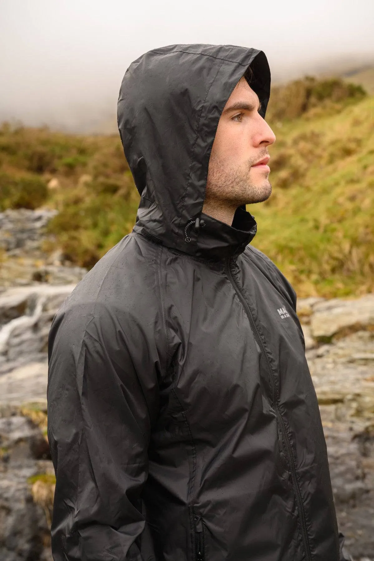 Mac in a Sac Adults Waterproof Breathable Windproof Unisex Origin Packable Jacket-BLACK