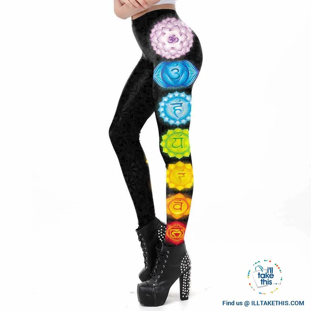 Mandala Leggings - Women Workout Pants Aztec Round Ombre Printed Leggings