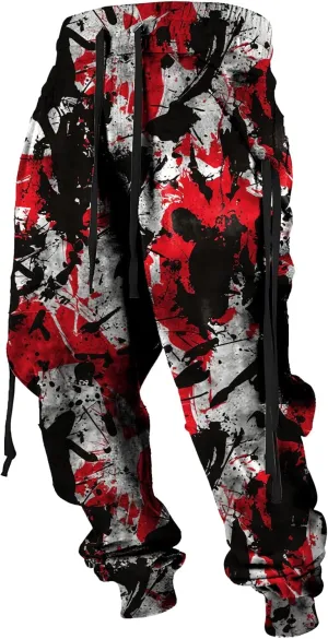 MARSVOVO Mens Western Aztec Pants Vintage Drawstring Fall Sweatpants with Pocket Cool Graphic Baggy Jogger Pants