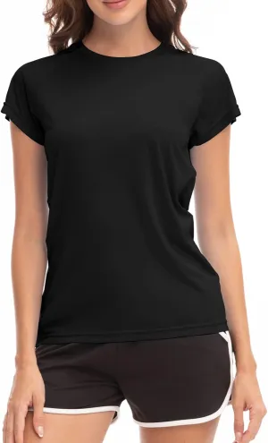 MEETWEE Women Rash Guard Short Sleeve T-Shirts Quick Dry Swim Shirt UPF 50  UV Sun Protection Lightweight Workout Swim Top