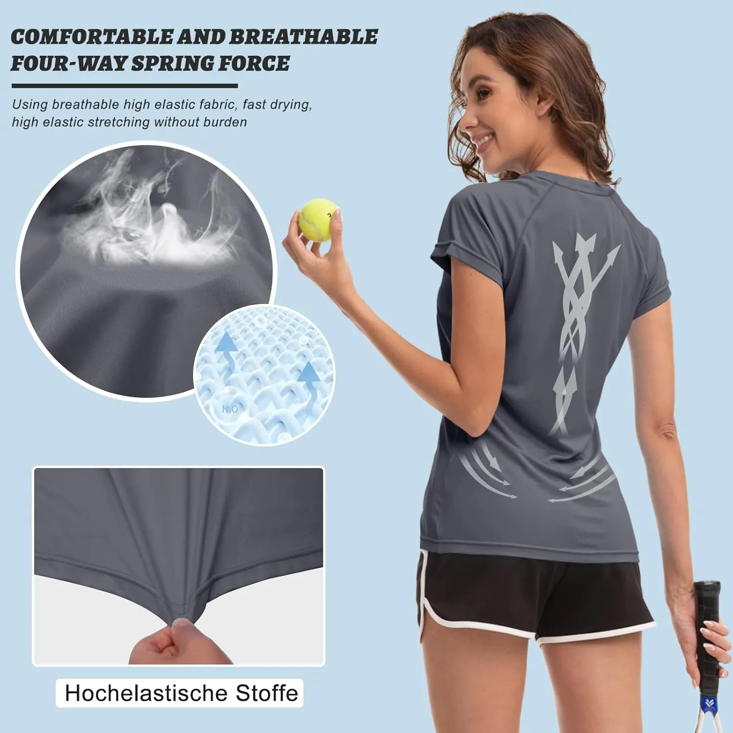 MEETWEE Women Rash Guard Short Sleeve T-Shirts Quick Dry Swim Shirt UPF 50  UV Sun Protection Lightweight Workout Swim Top