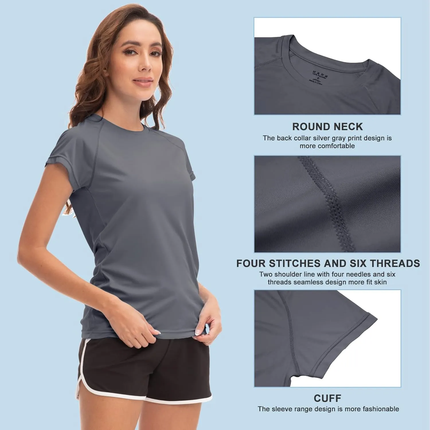 MEETWEE Women Rash Guard Short Sleeve T-Shirts Quick Dry Swim Shirt UPF 50  UV Sun Protection Lightweight Workout Swim Top