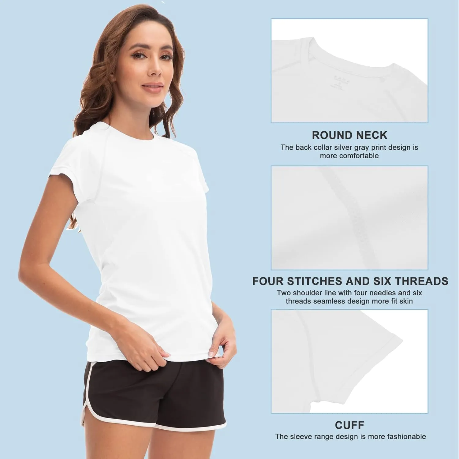 MEETWEE Women Rash Guard Short Sleeve T-Shirts Quick Dry Swim Shirt UPF 50  UV Sun Protection Lightweight Workout Swim Top