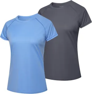 MEETWEE Women Rash Guard Short Sleeve T-Shirts Quick Dry Swim Shirt UPF 50  UV Sun Protection Lightweight Workout Swim Top