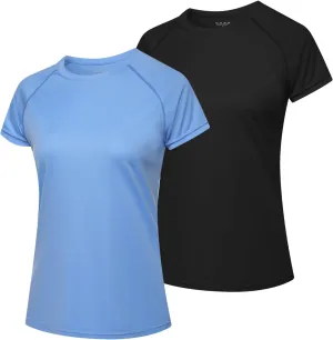 MEETWEE Women Rash Guard Short Sleeve T-Shirts Quick Dry Swim Shirt UPF 50  UV Sun Protection Lightweight Workout Swim Top