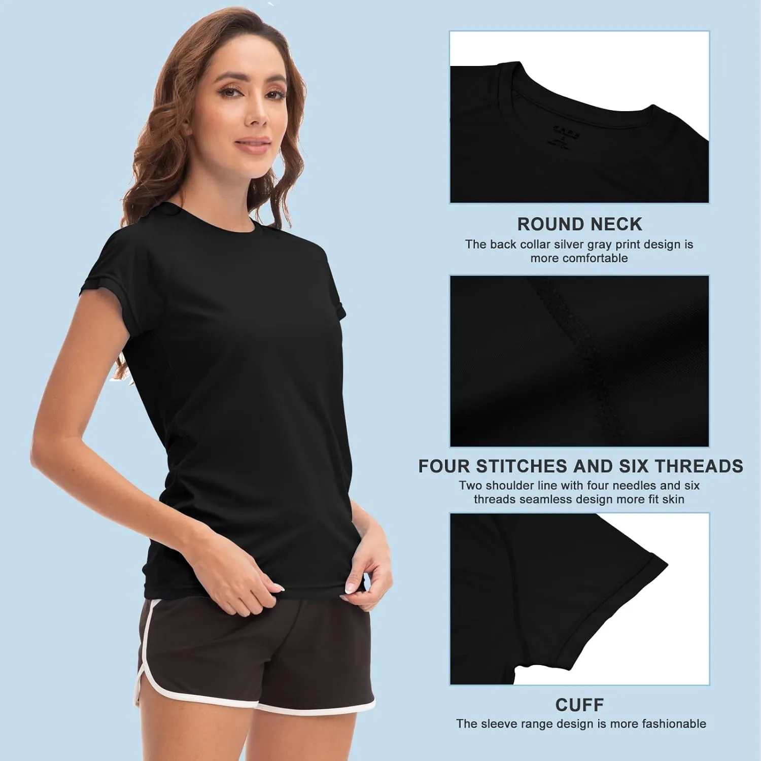 MEETWEE Women Rash Guard Short Sleeve T-Shirts Quick Dry Swim Shirt UPF 50  UV Sun Protection Lightweight Workout Swim Top
